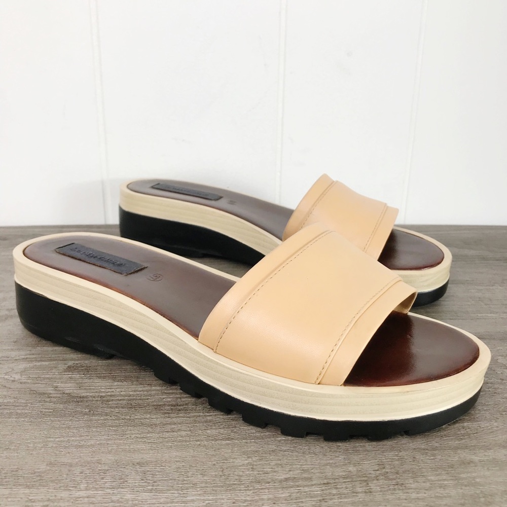 CHLOE Robin Tri-Color Beige & Black Slides size 7